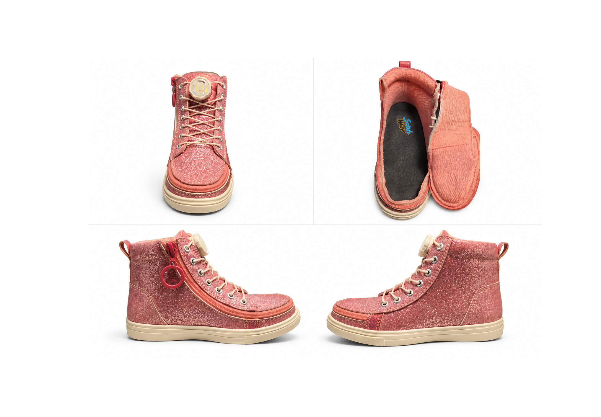 Pink sparkle SophTop adaptive shoes